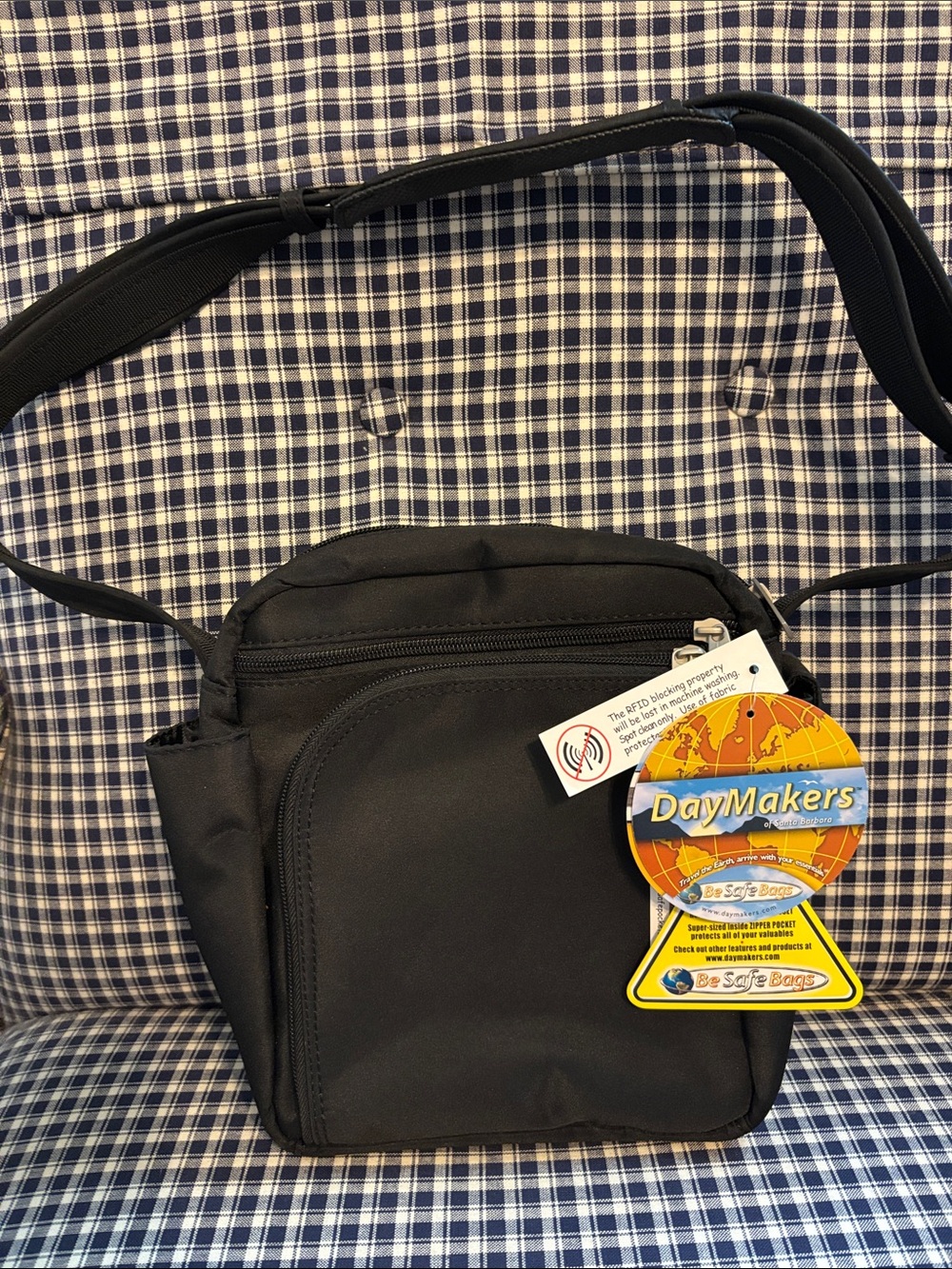 Black Men's travel Crossbody Belt Bag with RFID Protection